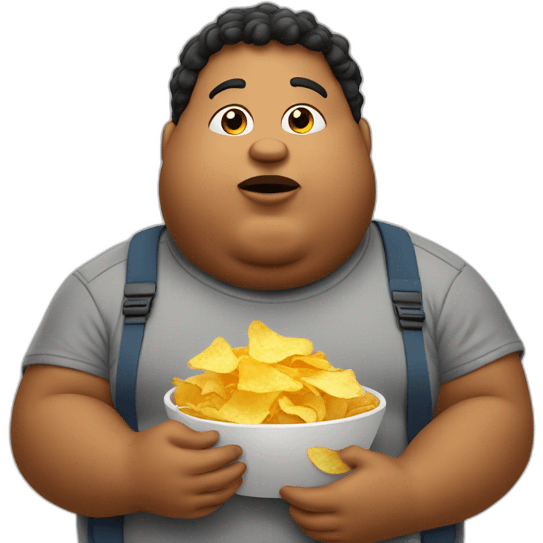 fat boy eating potato chips emoji