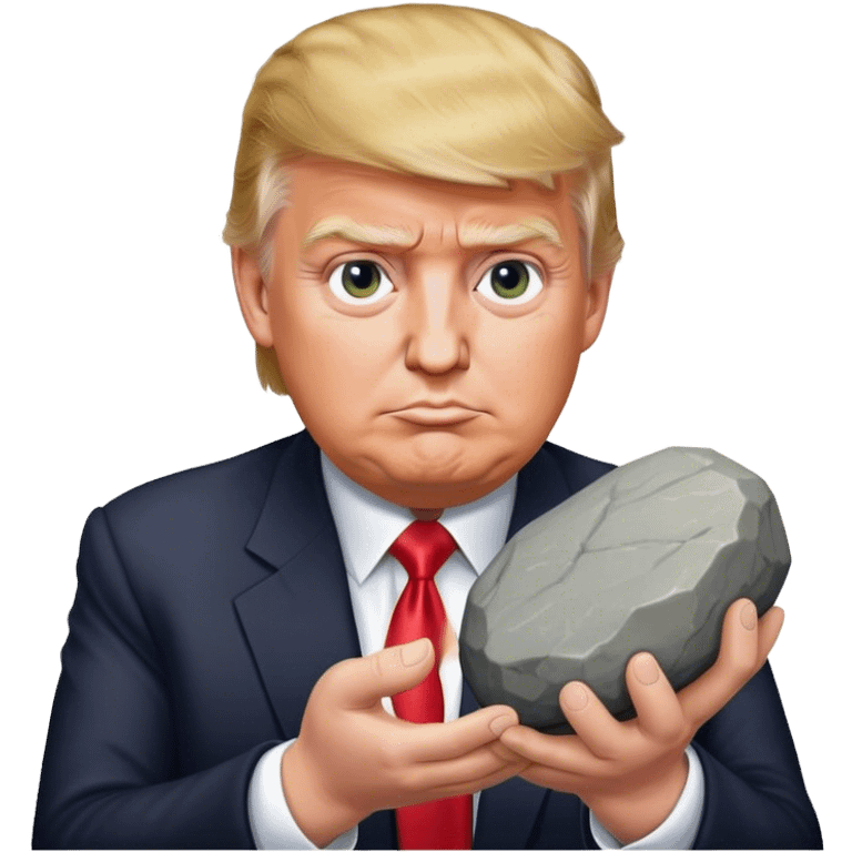 Trump holding a stone in his hands emoji