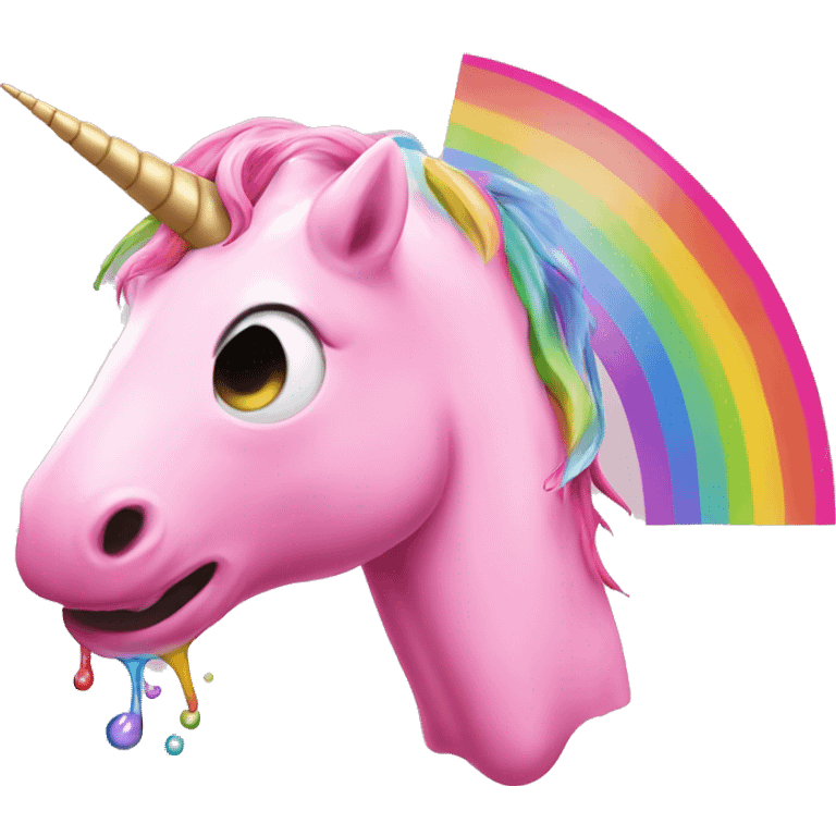 Pink unicorn puking a Rainbow out of the mouth emoji