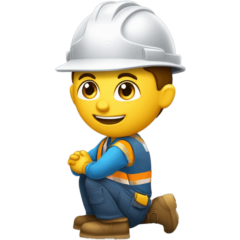 construction worker down on one knee with a ring emoji