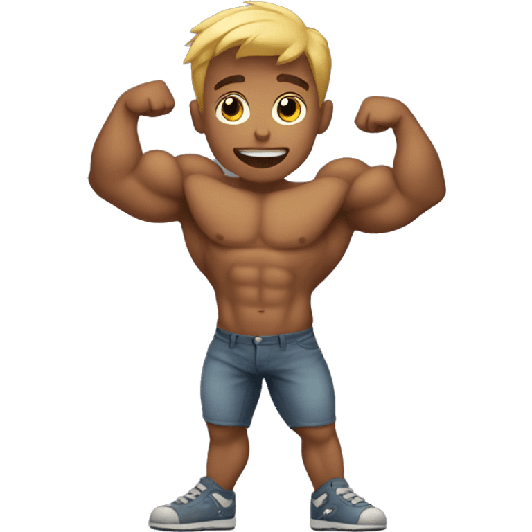 Boy that is posing  muscle emoji