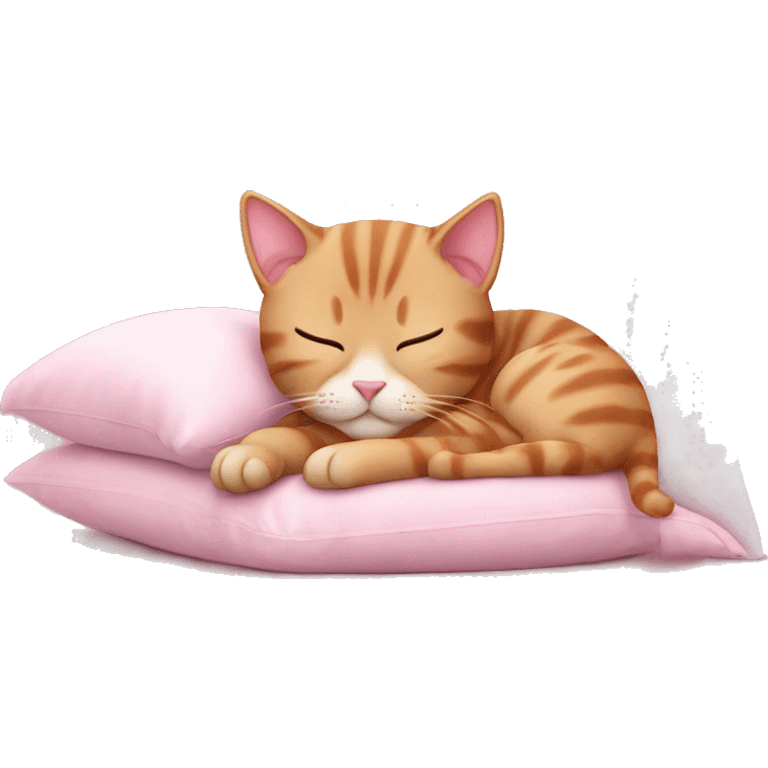 Cute cat sleeping in the soft pink Pillow emoji