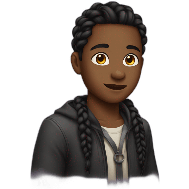 Handsome black boy with braids emoji