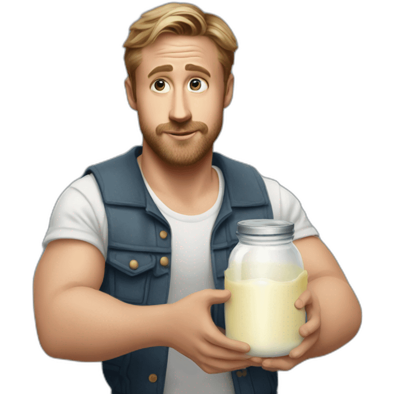 Ryan Gosling holding jar of mayonnaise emoji