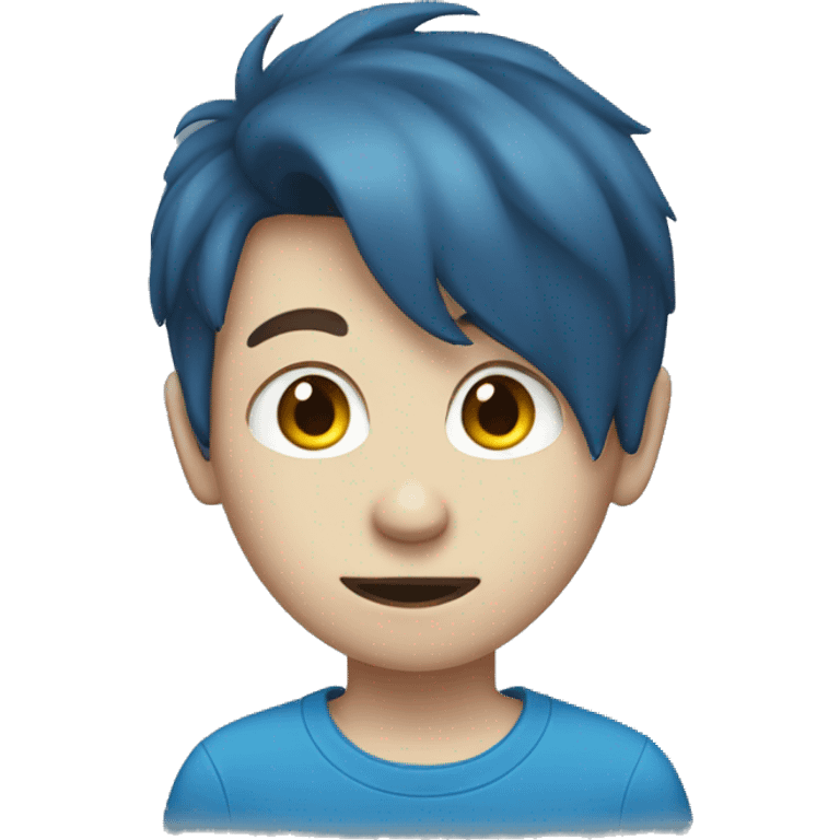 A boy with a white skin and a blue t-shirt emoji