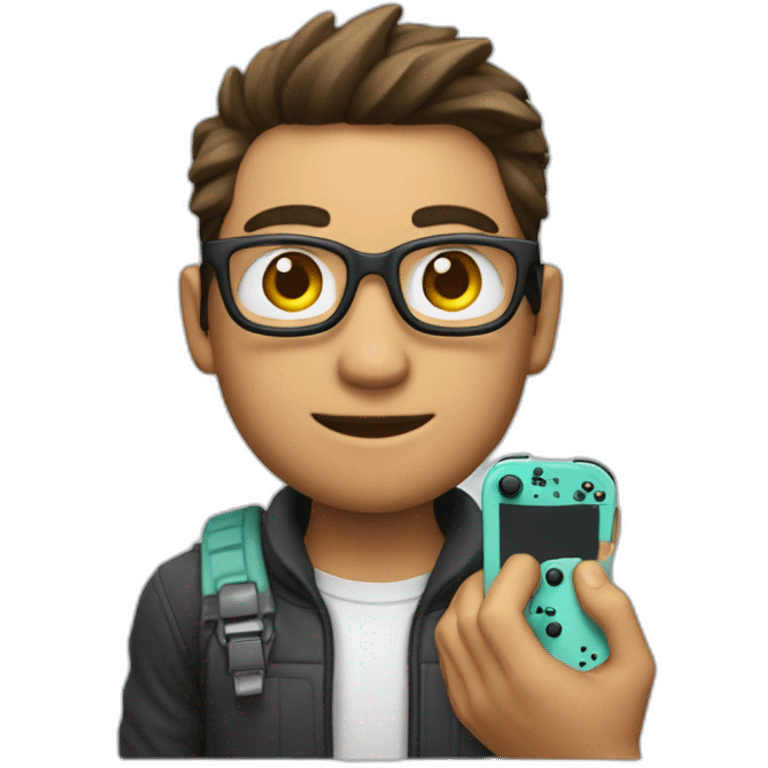 a programmer with nintendo switch in the hand emoji