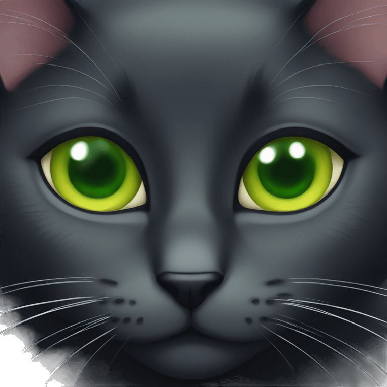 Black cat green eyes emoji