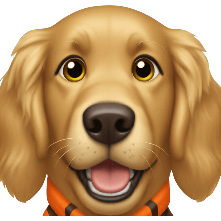 Golden retriever wearing Cleveland browns uniform emoji