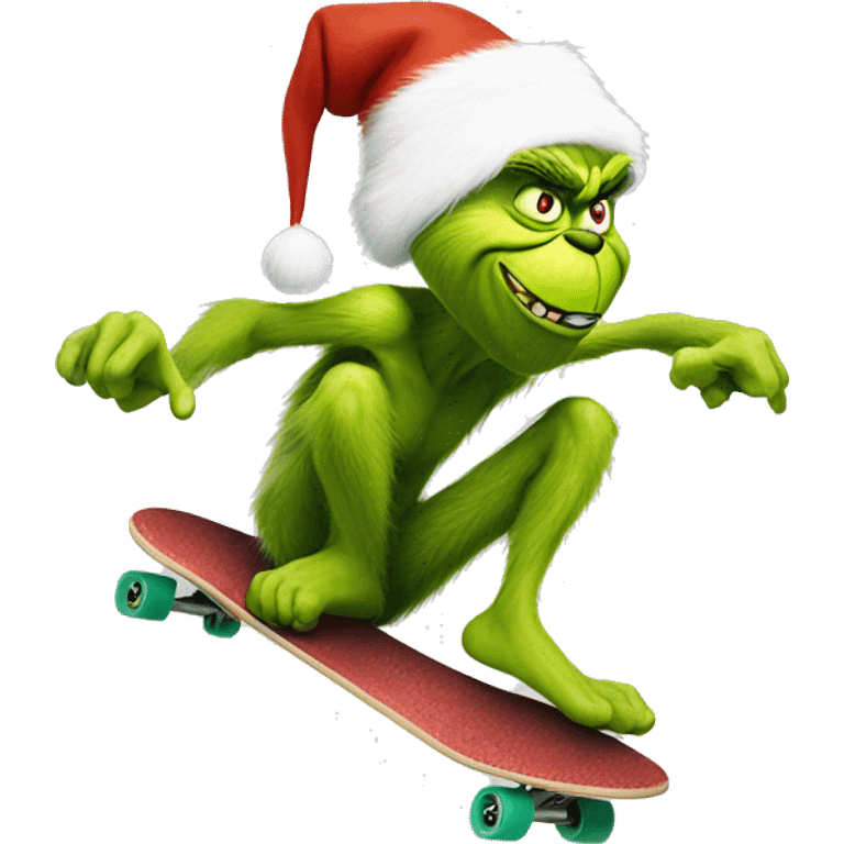 Grinch on skateboard emoji