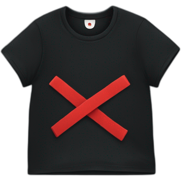 black t-shirt with a red band crossed from left to right emoji