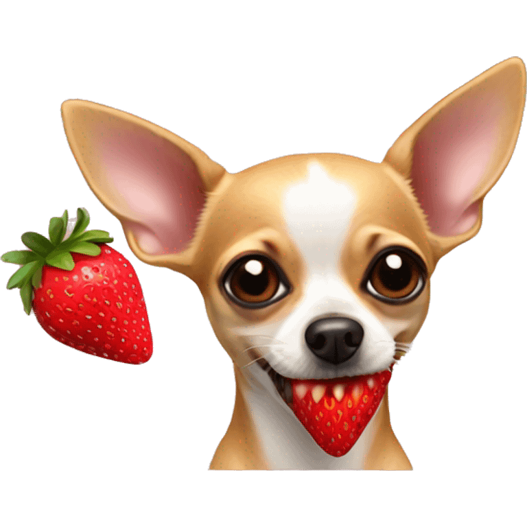 Chihuahua eating strawberry emoji