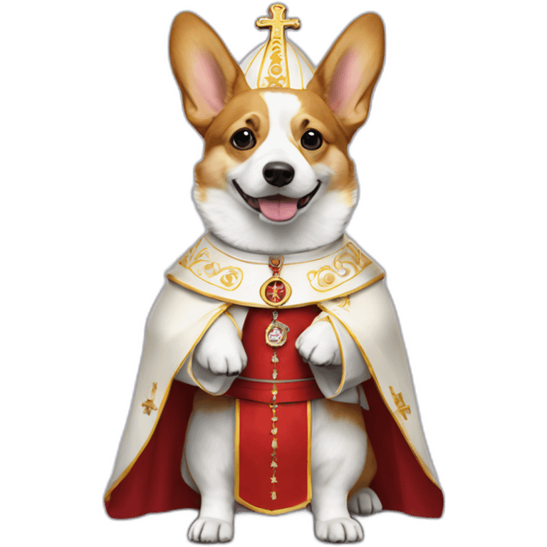 Full body Corgi dressed as the pope emoji