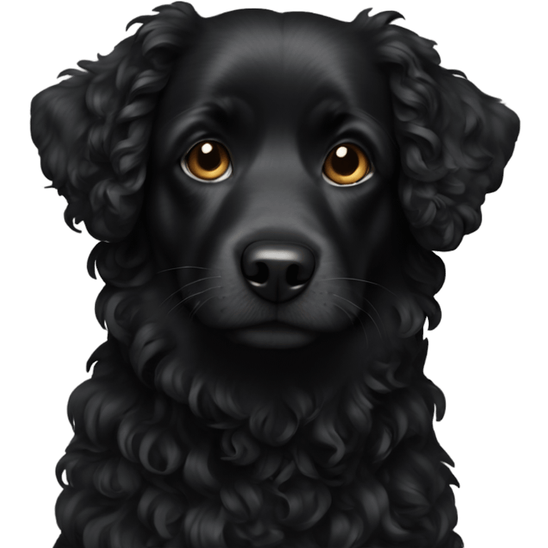 Black dog curly  emoji