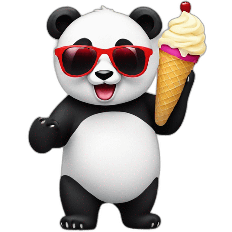 Panda red with sunglasses eating ice cream emoji