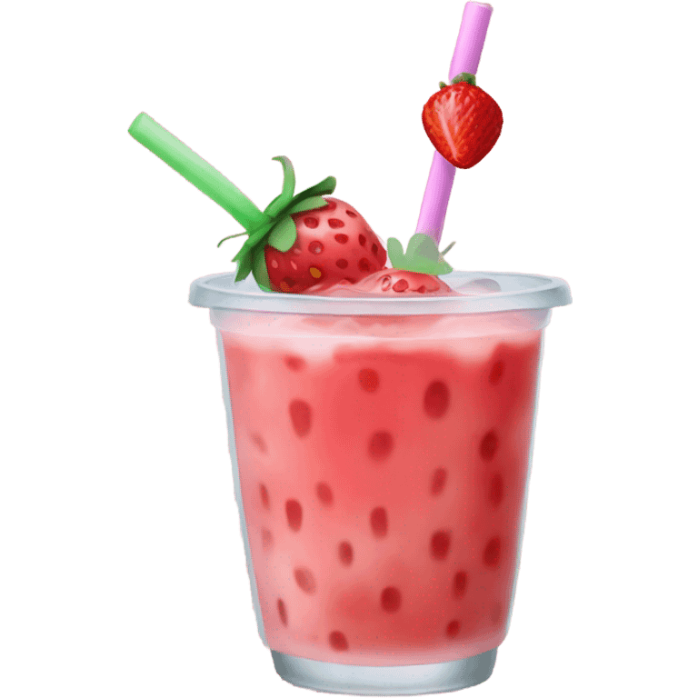 Strawberry boba drink emoji