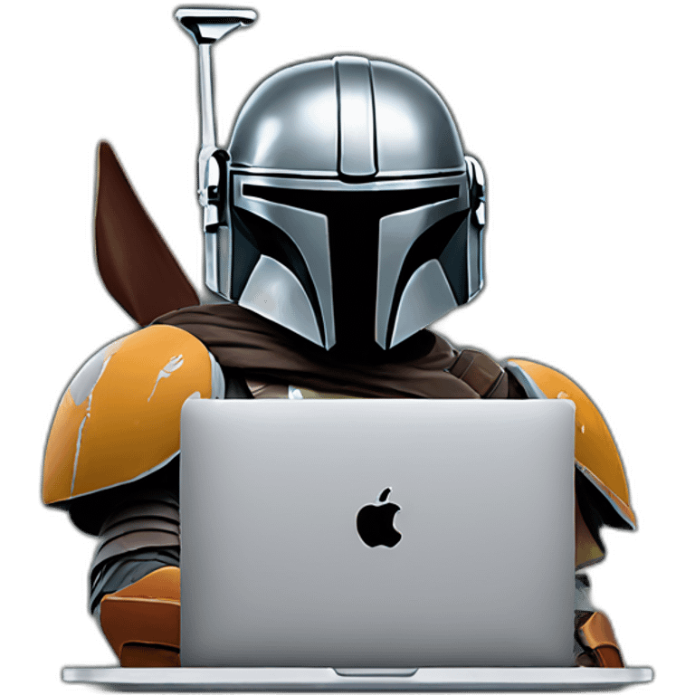 Mandalorian using macbook emoji