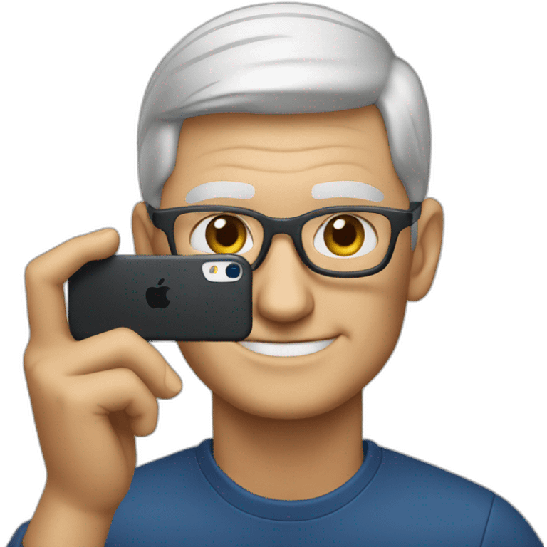 Tim cook taking photo with iPhone emoji