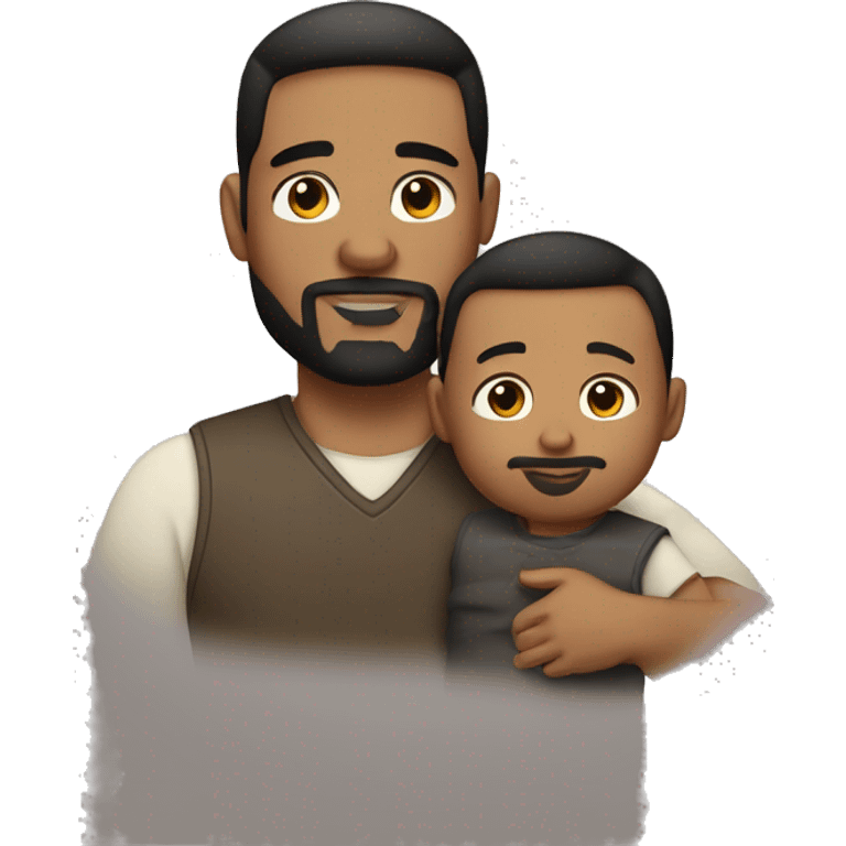 American man with short straight dark hair and a goatee, and his toddler son emoji