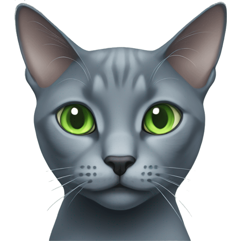 cat russian blue with green eyes emoji