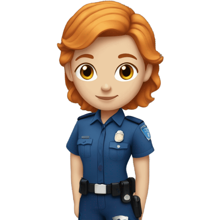 ginger girl police officer teen cute blue uniform emoji