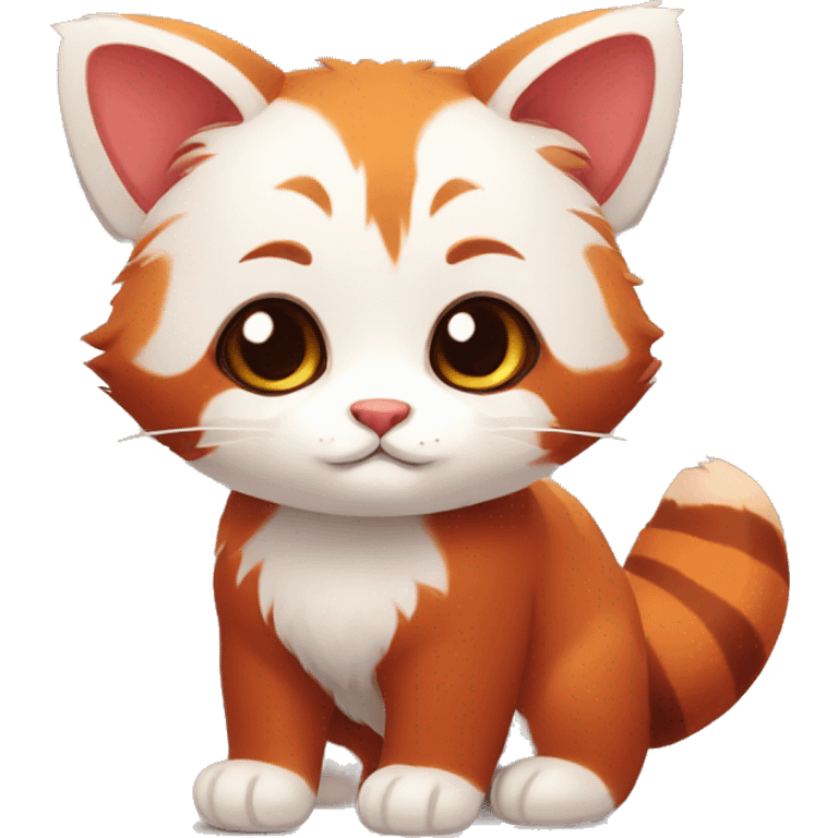 Cute Adorable Red Panda Cat hybrid full body emoji