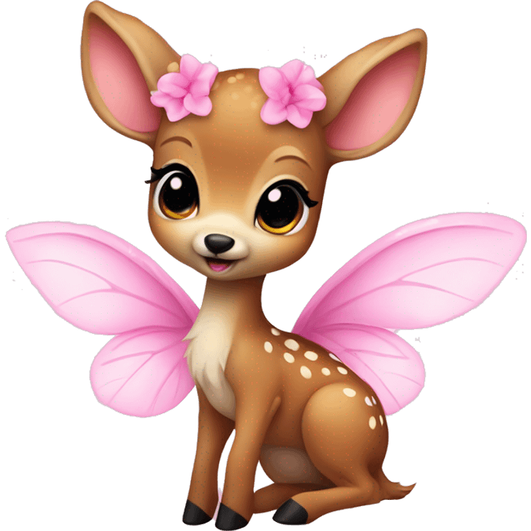 baby deer with fairy wings and a pink bow around its neck  emoji