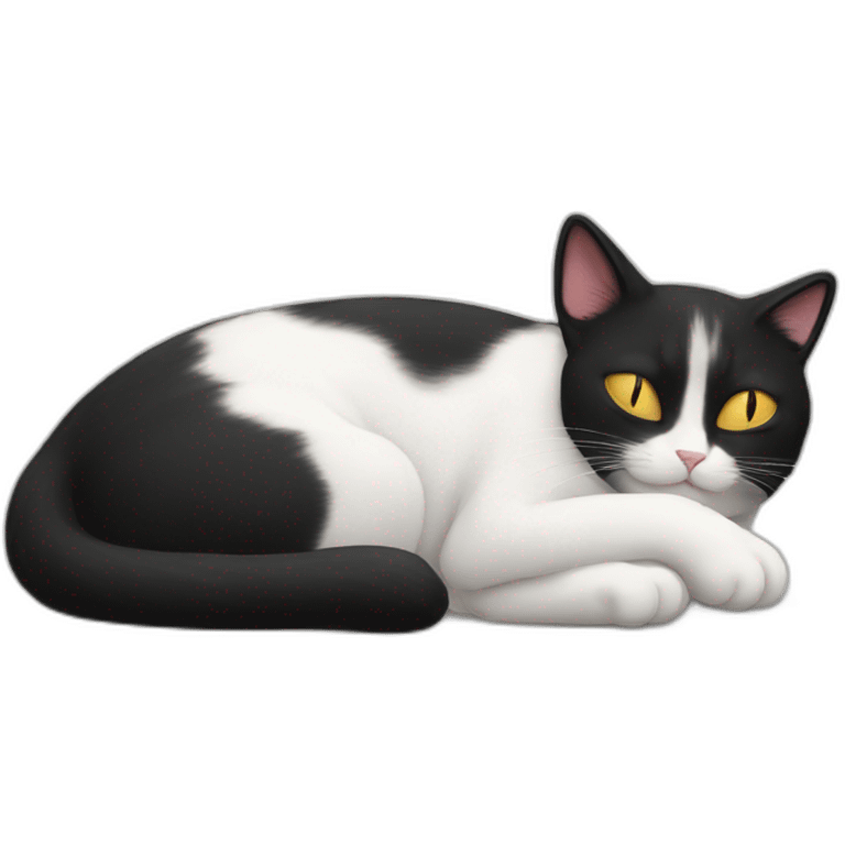 Totally white cat sleeping near by totally black cat emoji