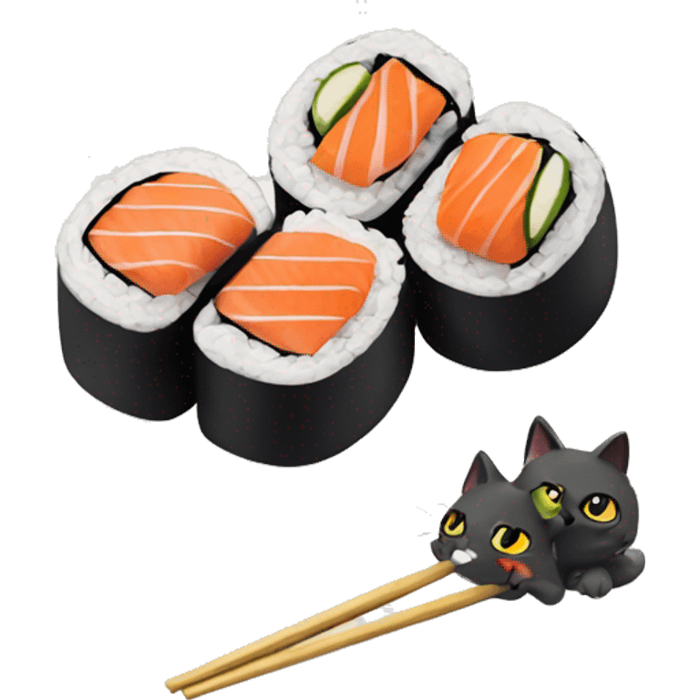 2 happy cats eating sushi emoji