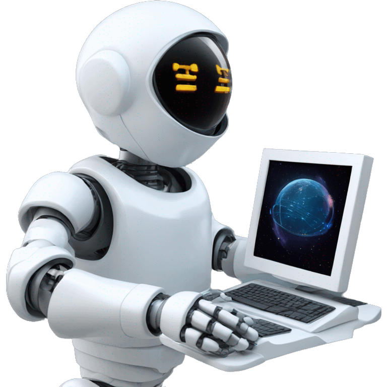 ai robot spaceman hacking computer emoji