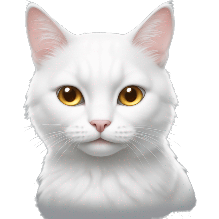 white cat with fur and heterochromic eyes emoji