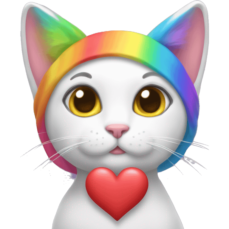 A rainbow cat wearing heart headband￼ emoji