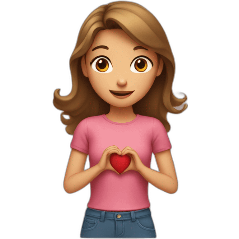 Girl shaping heart with her hands emoji