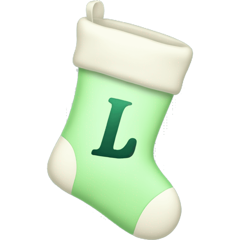 pastel green christmas stocking with letter L emoji