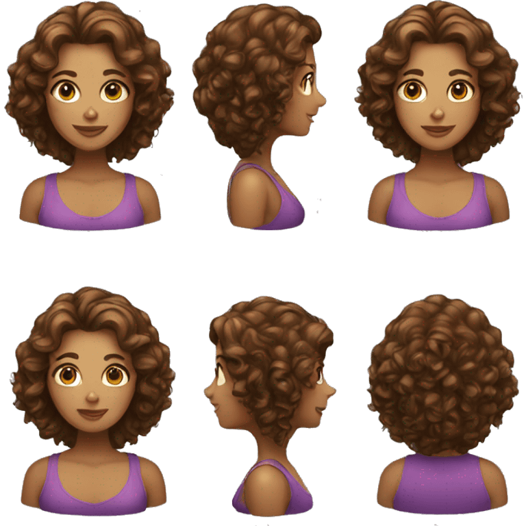 long curly brown haired woman emoji