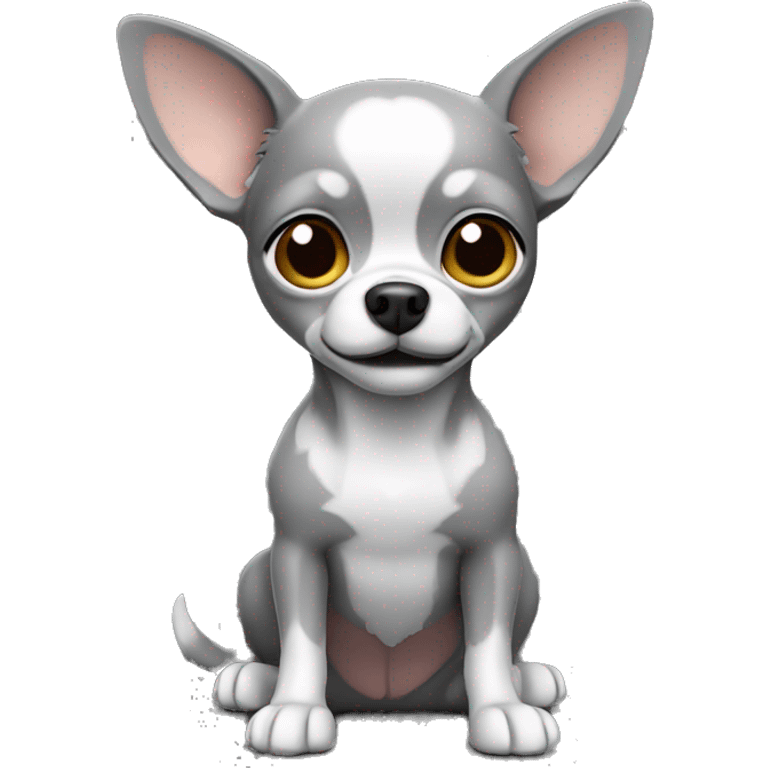 3d grey chihuahua sitting emoji