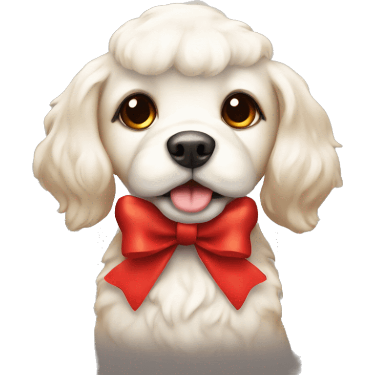 Christmas cute dog with a red bow emoji