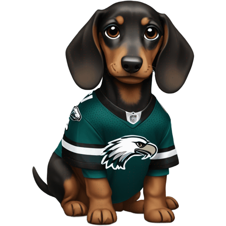 dash hound puppy wearing an eagles jersey  emoji