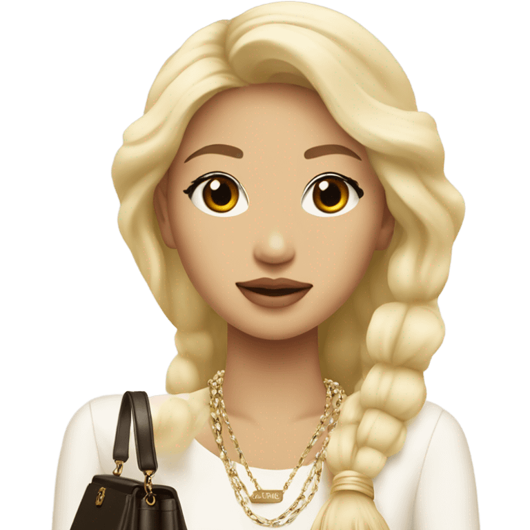 Blonde Chanel Asian Girl with Birkin bag and Chanel necklace emoji