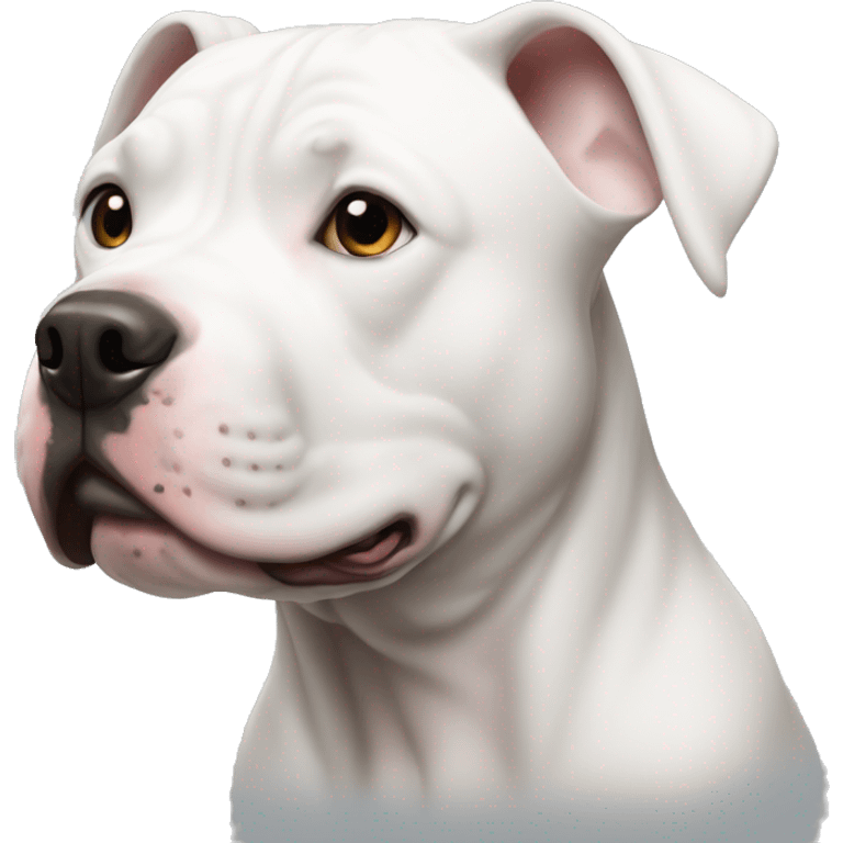 White pit bull with only one black ear emoji