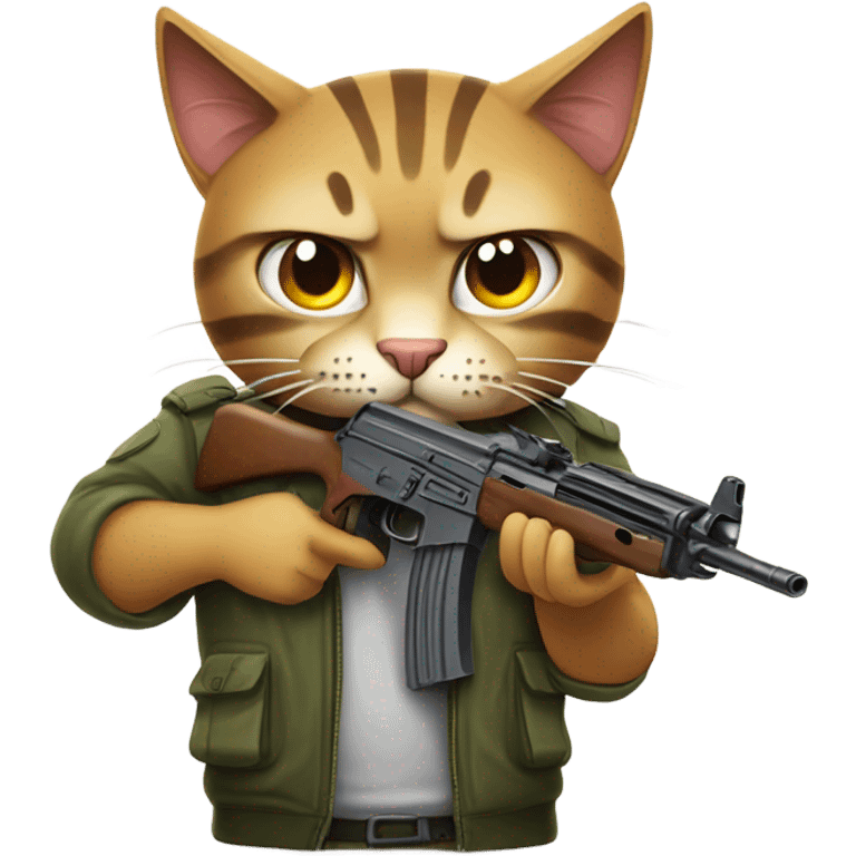 angry cat with ak emoji