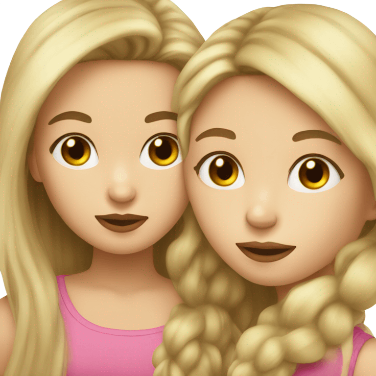 Girl with brown hair kissing girl with blonde hair emoji