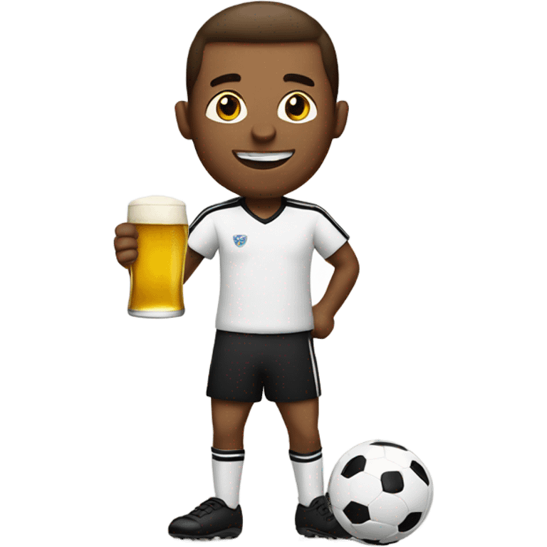 Man with beer playing soccer emoji