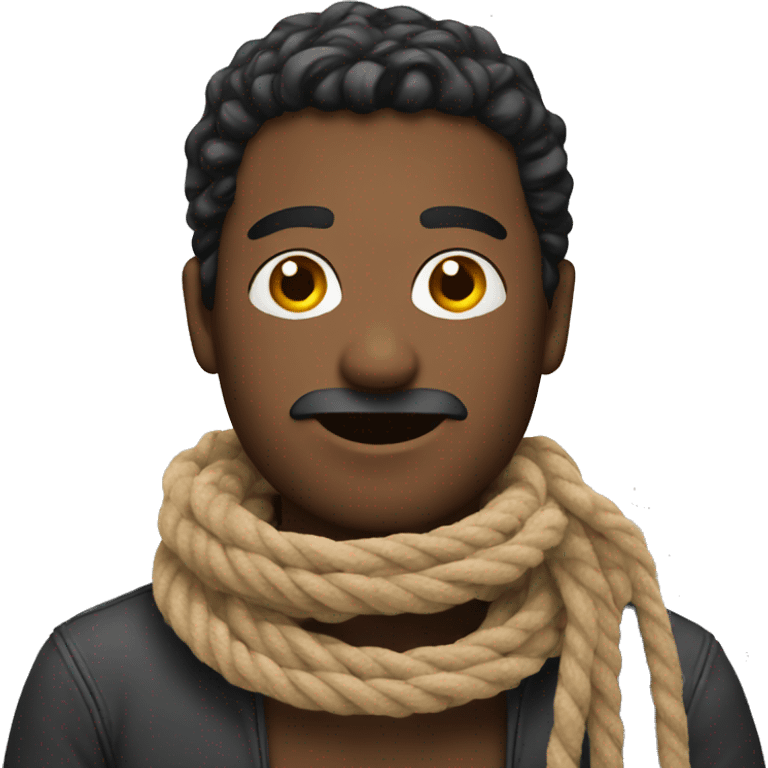 Man wearing a rope scarf emoji