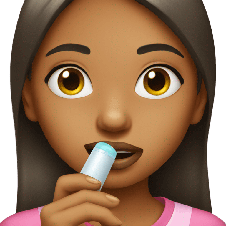 a girl applying lip balm emoji