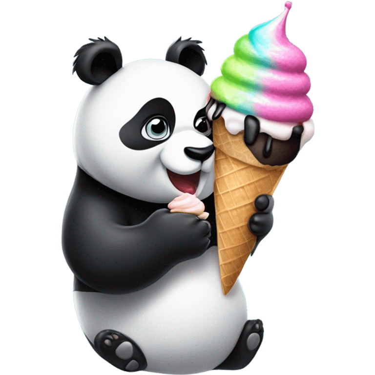 Panda eating ice cream emoji