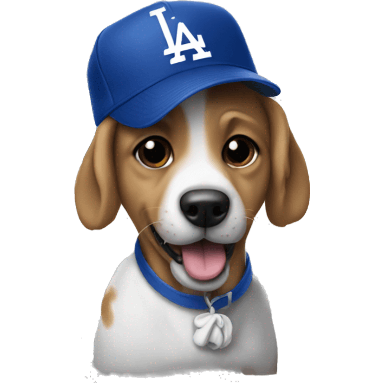 Dog wearing dodgers hat emoji