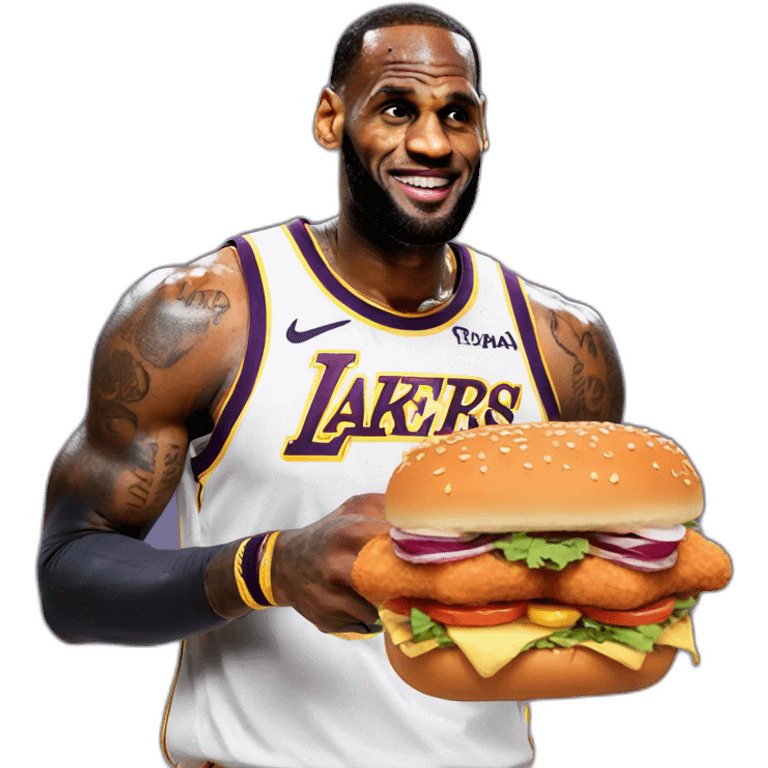 lebron james holding a chicken sandwich emoji