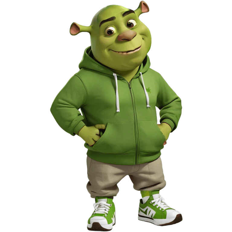 Shrek wearing a hoodie  emoji