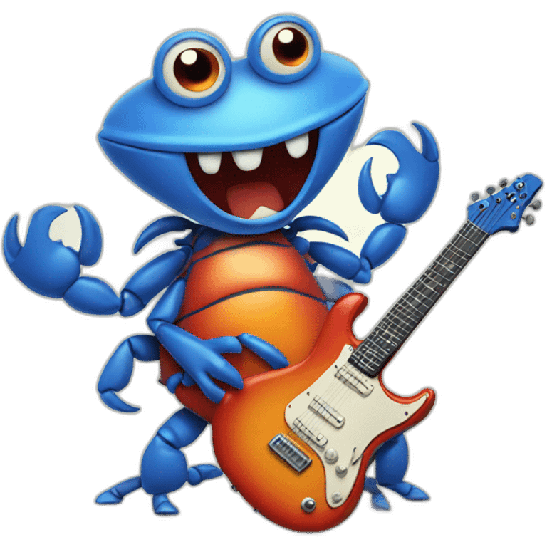 crab playing the electric guitar emoji