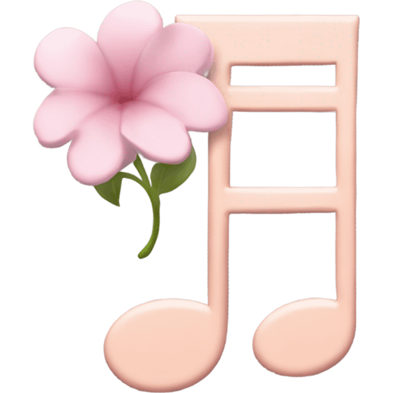 Pale pink music note with pale pink flower  emoji